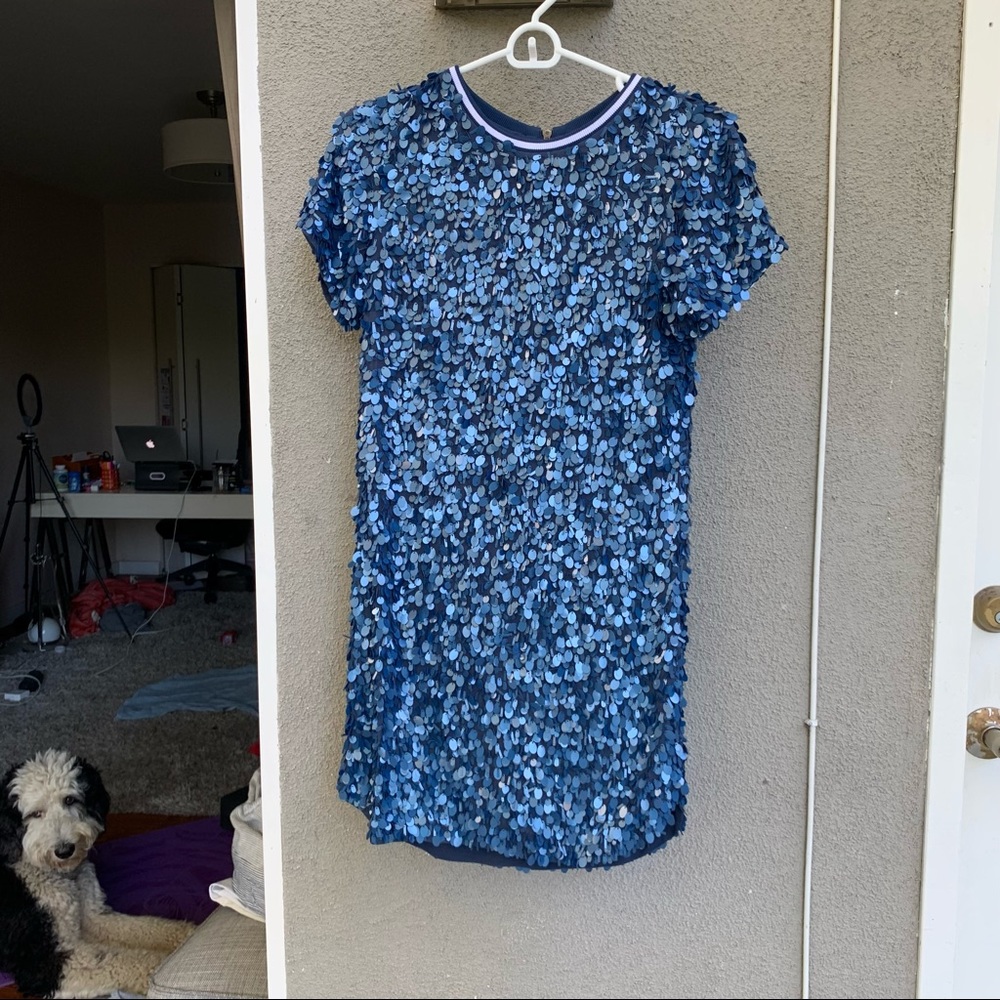 MLV Blue Sequen Dress Size S - Picture 7 of 10